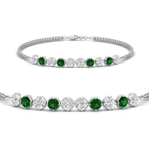 Dual Chain Round Diamond Bar Bracelet