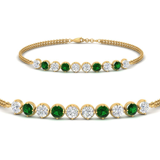 Dual Chain Round Diamond Bar Bracelet