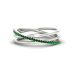 Load image into Gallery viewer, emerald-criss-cross-wedding-ring-in-white-gold-FD11398BGEMGR-NL-WG
