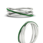 Load image into Gallery viewer, emerald-criss-cross-wedding-ring-in-white-gold-FD11398BGEMGR-NL-WG
