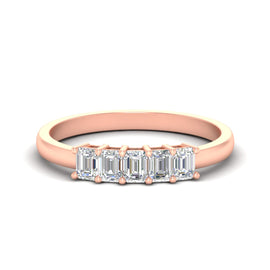 Half Carat Emerald Cut 5 Stone Diamond Anniversary Band