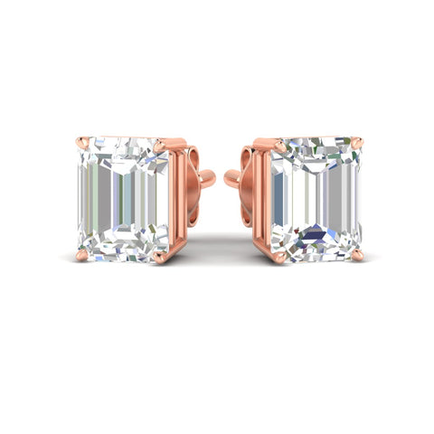IGI Certified Emerald Cut Diamond Solitaire Stud Earrings