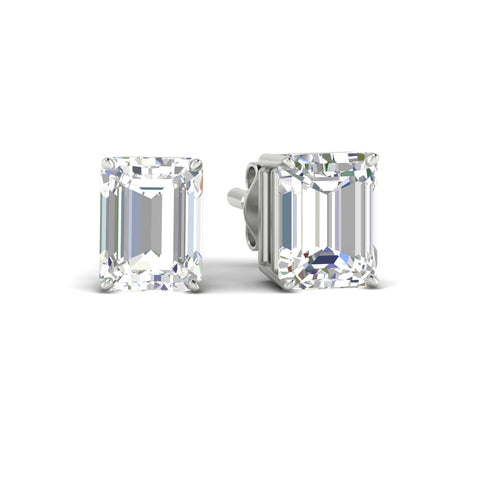 IGI Certified Emerald Cut Diamond Solitaire Stud Earrings