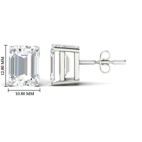 IGI Certified Emerald Cut Diamond Solitaire Stud Earrings