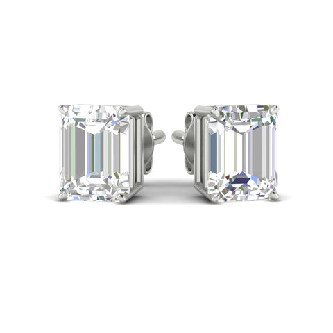 IGI Certified Emerald Cut Diamond Solitaire Stud Earrings