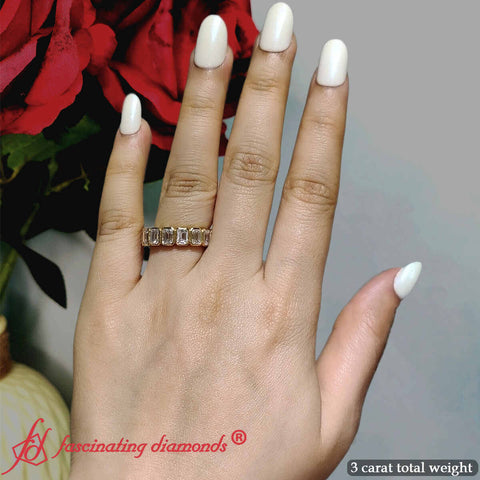 Emerald Cut 3 Carat Eternity Diamond Band