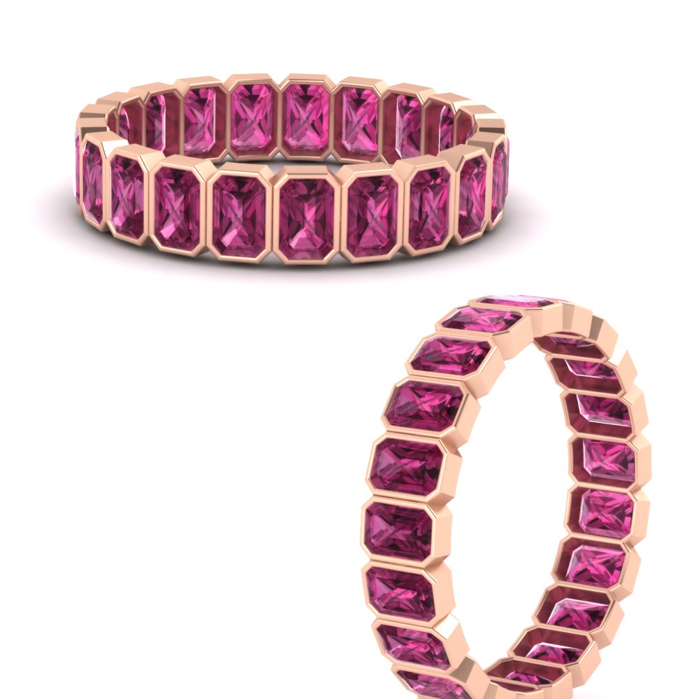 emerald-cut-3-carat-eternity-pink-sapphire-wedding-band-in-rose-gold-FD-10417EMBGSADRPIANGLE3-3.00CTCT-NL-RG