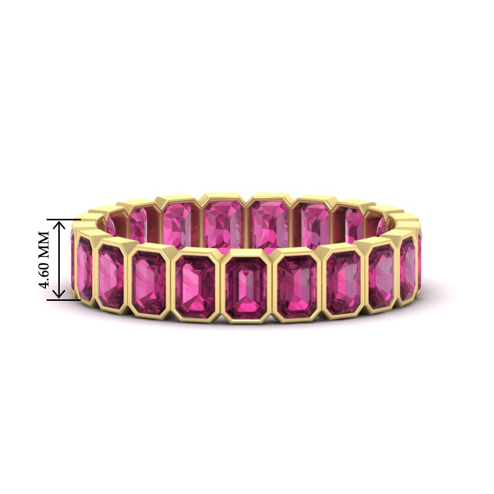 emerald-cut-3-carat-eternity-pink-sapphire-wedding-band-in-yellow-gold-FD-10417EMBGSADRPI-3.00CTCT-NL-YG-HW