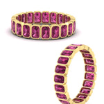 Load image into Gallery viewer, emerald-cut-3-carat-eternity-pink-sapphire-wedding-band-in-yellow-gold-FD-10417EMBGSADRPIANGLE3-3.00CTCT-NL-YG
