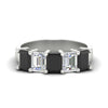 Load image into Gallery viewer, emerald-cut-5-stone-wedding-band-black-diamond-4-carat-in-white-gold-fdwb8008emblacksleep-4.00ct-nl-wg