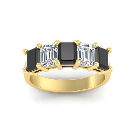 emerald-cut-5-stone-wedding-band-black-diamond-4-carat-in-yellow-gold-fdwb8008emblackangle5-4.00ct-nl-yg