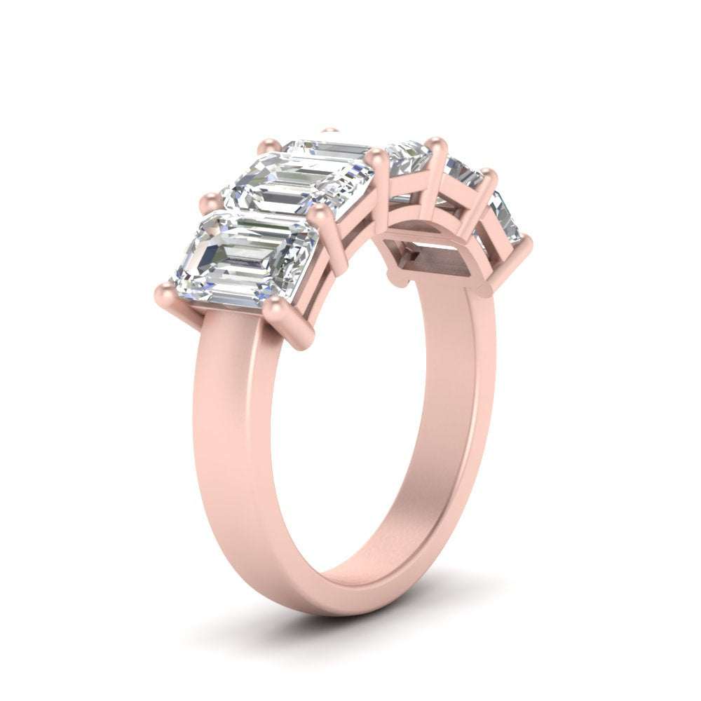 Emerald Cut Five Stone Diamond Anniversary Ring