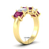 Load image into Gallery viewer, emerald-cut-5-stone-wedding-band-pink-sapphire-4-carat-in-yellow-gold-fdwb8008emgsadrpiangle2-4.00ct-nl-yg-hw