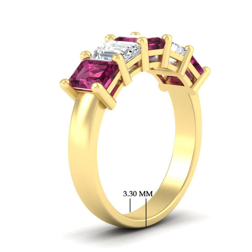 emerald-cut-5-stone-wedding-band-pink-sapphire-4-carat-in-yellow-gold-fdwb8008emgsadrpiangle2-4.00ct-nl-yg-hw