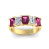 Load image into Gallery viewer, emerald-cut-5-stone-wedding-band-pink-sapphire-4-carat-in-yellow-gold-fdwb8008emgsadrpiangle5-4.00ct-nl-yg