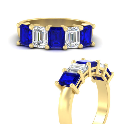 emerald-cut-5-stone-wedding-band-sapphire-4-carat-in-yellow-gold-fdwb8008emgsablangle3-4.00ct-nl-yg