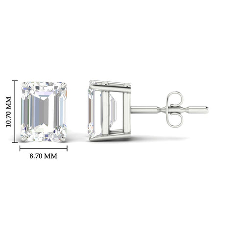 IGI Certified Emerald Cut Diamond Solitaire Stud Earrings