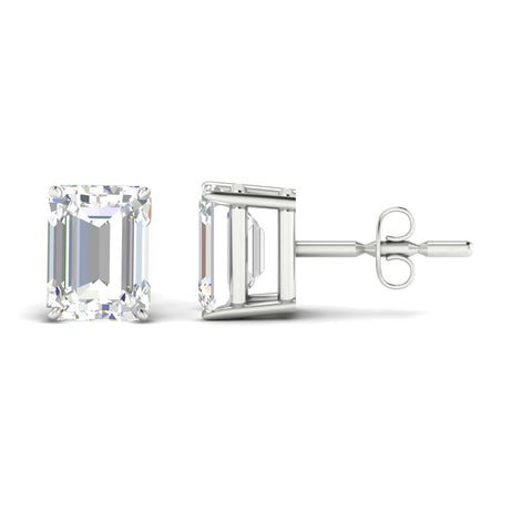 IGI Certified Emerald Cut Diamond Solitaire Stud Earrings