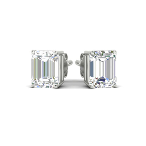 IGI Certified Emerald Cut Diamond Solitaire Stud Earrings