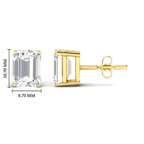 IGI Certified Emerald Cut Diamond Solitaire Stud Earrings