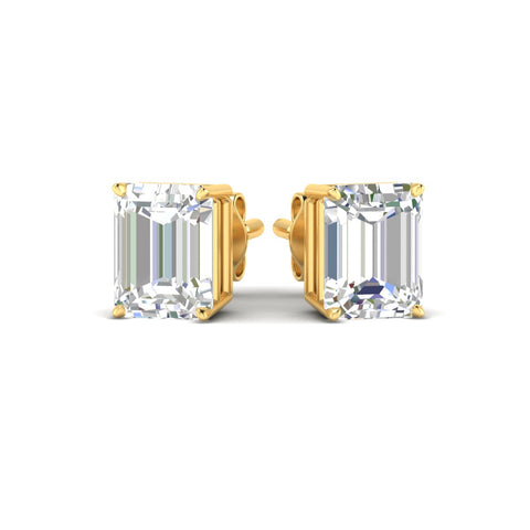 IGI Certified Emerald Cut Diamond Solitaire Stud Earrings