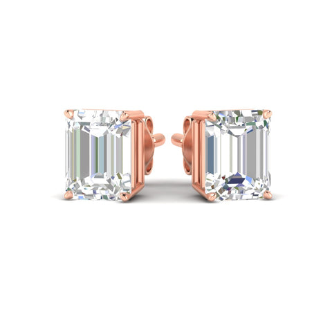 IGI Certified Emerald Cut Diamond Solitaire Stud Earrings