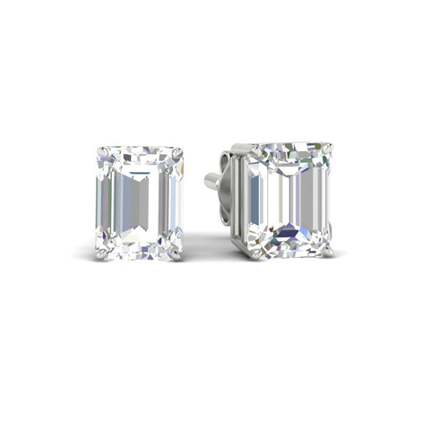 IGI Certified Emerald Cut Diamond Solitaire Stud Earrings