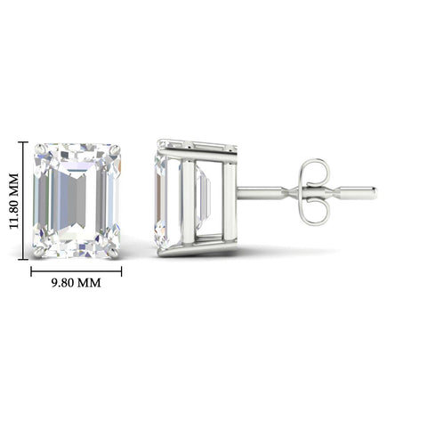 IGI Certified Emerald Cut Diamond Solitaire Stud Earrings