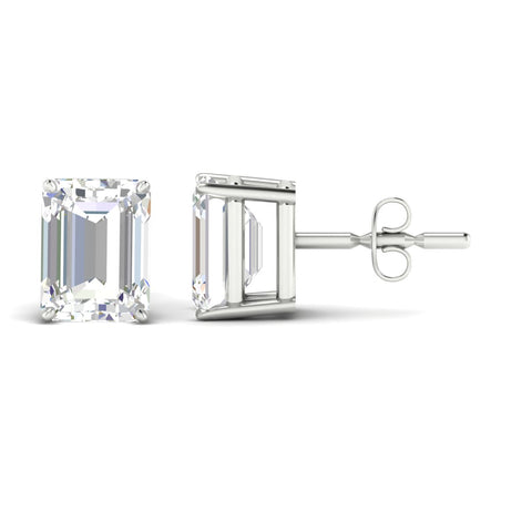 IGI Certified Emerald Cut Diamond Solitaire Stud Earrings