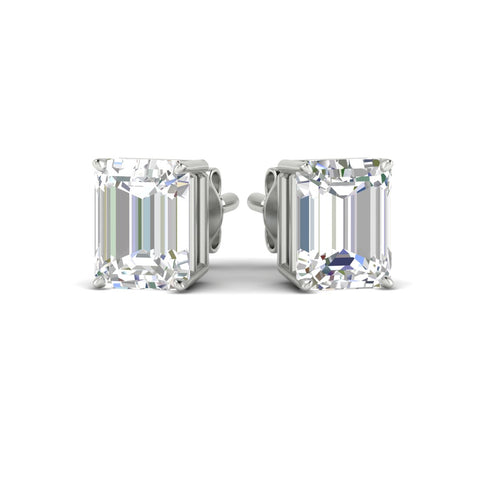 IGI Certified Emerald Cut Diamond Solitaire Stud Earrings