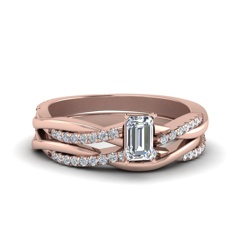 emerald-cut-Infinity-twist-diamond-matching-bridal-set-in-14K-rose-gold-FD8253EM-NL-RG