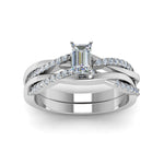 Load image into Gallery viewer, emerald-cut-Infinity-twist-diamond-matching-bridal-set-in-14K-white-gold-FD8253EM-NL-WG
