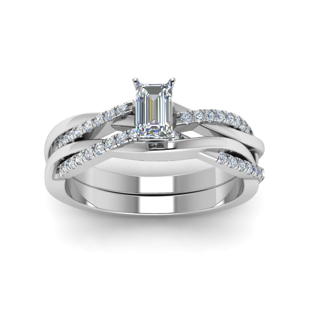 emerald-cut-Infinity-twist-diamond-matching-bridal-set-in-14K-white-gold-FD8253EM-NL-WG