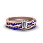 Load image into Gallery viewer, emerald-cut-Infinity-twist-diamond-matching-bridal-set-with-blue-sapphire-in-14K-rose-gold-FD8253EMGSABL-NL-RG
