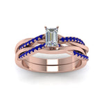 Load image into Gallery viewer, emerald-cut-Infinity-twist-diamond-matching-bridal-set-with-blue-sapphire-in-14K-rose-gold-FD8253EMGSABL-NL-RG
