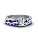 Load image into Gallery viewer, emerald-cut-Infinity-twist-diamond-matching-bridal-set-with-blue-sapphire-in-14K-white-gold-FD8253EMGSABL-NL-WG
