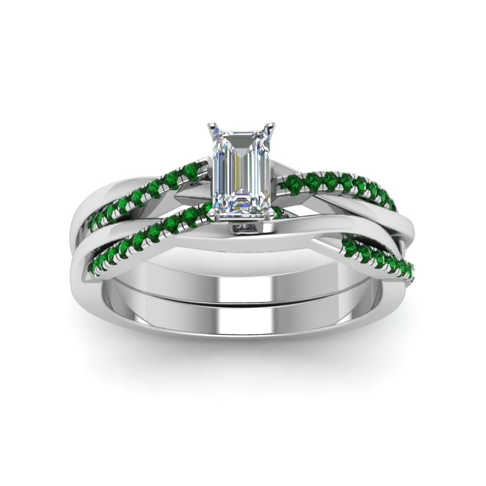 emerald-cut-Infinity-twist-diamond-matching-bridal-set-with-emerald-in-950-Platinum-FD8253EMGEMGR-NL-WG