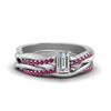 Load image into Gallery viewer, emerald-cut-Infinity-twist-diamond-matching-bridal-set-with-pink-sapphire-in-14K-white-gold-FD8253EMGSADRPI-NL-WG