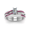 Load image into Gallery viewer, emerald-cut-Infinity-twist-diamond-matching-bridal-set-with-pink-sapphire-in-14K-white-gold-FD8253EMGSADRPI-NL-WG