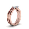 Load image into Gallery viewer, emerald-cut-Infinity-twist-diamond-matching-bridal-set-with-ruby-in-14K-rose-gold-FD8253EMGRUDR-NL-RG