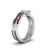 Load image into Gallery viewer, emerald-cut-Infinity-twist-diamond-matching-bridal-set-with-ruby-in-14K-white-gold-FD8253EMGRUDR-NL-WG