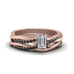 Load image into Gallery viewer, emerald-cut-Infinity-twist-matching-bridal-set-with-black-diamond-in-14K-rose-gold-FD8253EMGBLACK-NL-RG
