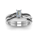 Load image into Gallery viewer, emerald-cut-Infinity-twist-matching-bridal-set-with-black-diamond-in-14K-white-gold-FD8253EMGBLACK-NL-WG
