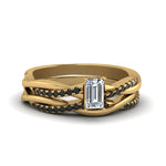 Load image into Gallery viewer, emerald-cut-Infinity-twist-matching-bridal-set-with-black-diamond-in-14K-yellow-gold-FD8253EMGBLACK-NL-YG
