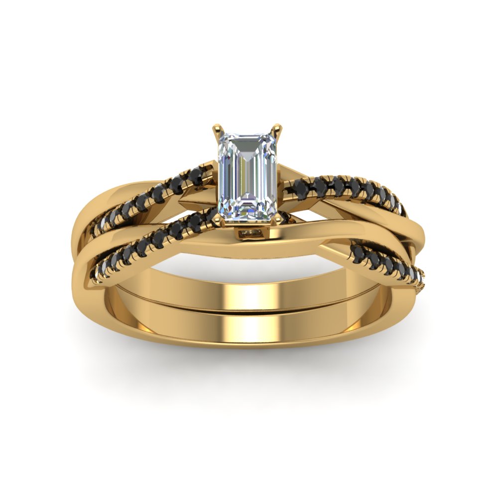 emerald-cut-Infinity-twist-matching-bridal-set-with-black-diamond-in-14K-yellow-gold-FD8253EMGBLACK-NL-YG