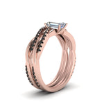Load image into Gallery viewer, emerald-cut-Infinity-twist-matching-bridal-set-with-black-diamond-in-14K-rose-gold-FD8253EMGBLACK-NL-RG
