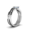 Load image into Gallery viewer, emerald-cut-Infinity-twist-matching-bridal-set-with-black-diamond-in-14K-white-gold-FD8253EMGBLACK-NL-WG