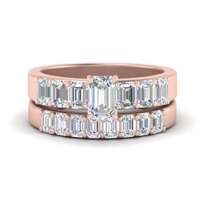 Emerald Cut Diamond Accent Wedding Set