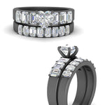 Load image into Gallery viewer, emerald-cut-accent-heart-diamond-wedding-set-in-black-gold-FD9591HTANGLE3-NL-BG
