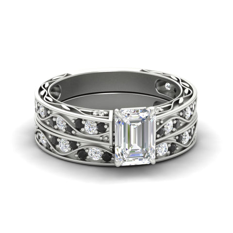 emerald-cut-antique-filigree-black-diamond-bridal-ring-set-in-white-gold-fdens3543emgblacksleep-nl-wg.jpg